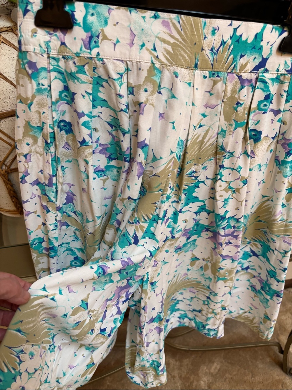 Vintage Skort Multi Floral Print Pleated Waist Flowy Cottagecore Feminine Size S - Picture 6 of 10